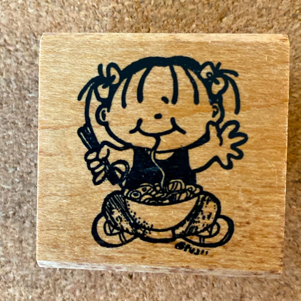JudiKins Cute Girl w/Noodles Rubber Stamp